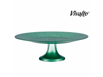 Podnos na dort Vivalto Sklo (33 x 9 x 33 cm) (Barva Zelená)
