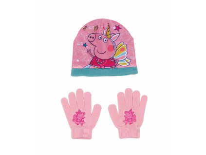 2904714 1 detska ciapka a rukavice peppa pig cosy corner ruzova 48 51 cm