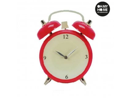 Skleněné nástěnné hodiny ve tvaru budíku (Barva Ružová)