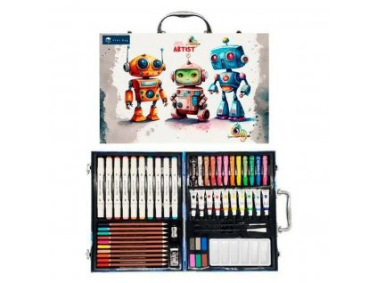 2921772 sada na kreslenie a malovanie v kufriku roymart robots viacfarebna 53 ks