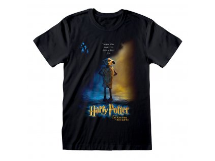 Unisex triko s krátkým rukávem Harry Potter Dobby Poster Černá (Velikost S)