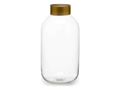 2968299 sklenena vaza hladka zlata transparentna 14 5 x 29 5 x 14 5 cm