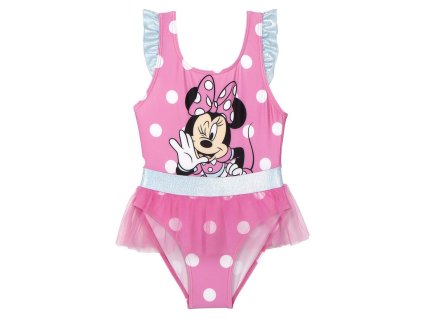 Dětské / dívčí jednodílné plavky Minnie Mouse Polyester Elastan Růžová (Velikost 4 roky)