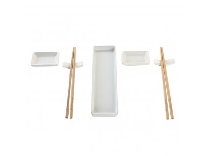 2989744 sada na sushi dkd home decor orientalny prirodna biela bambus kamenina 24 x 7 x 2 cm