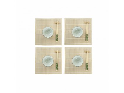 2989360 sada na sushi dkd home decor zelena bambus kamenina 14 5 x 14 5 x 31 cm