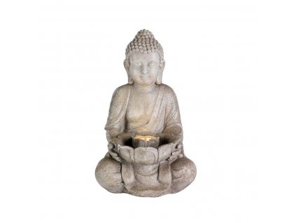 2992201 zahradna fontanka s led osvetlenim lumineo buddha keramicky siva 28 x 29 5 x 45 cm