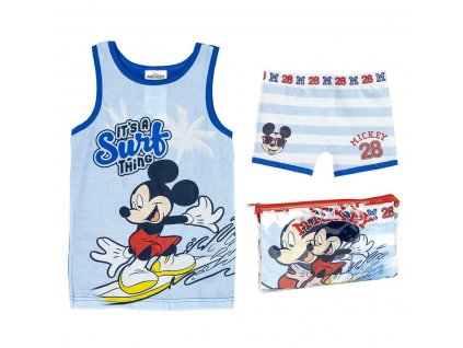 Dětské pyžamo v přepravní taštičce Mickey Mouse 100% bavlna Modrá (Velikost 2 roky)