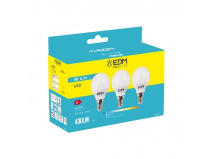 2997760 led ziarovka e14 5 w 400 lm g 6400 k edm 3 ks