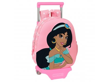 3007052 detsky batoh na kolieskach 3d disney jasmine ruzova 28 x 10 x 67 cm