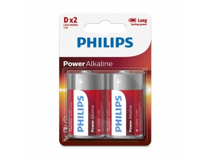3013076 alkalicke baterie philips power monoclanky typ d lr20 1 5 v 2 ks