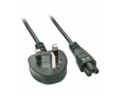 3295243 britsky napajaci kabel uk iec c5 lindy 30409 male konektor 1 vidlica typu g female konektor trojlistok 1 iec c5 2 m