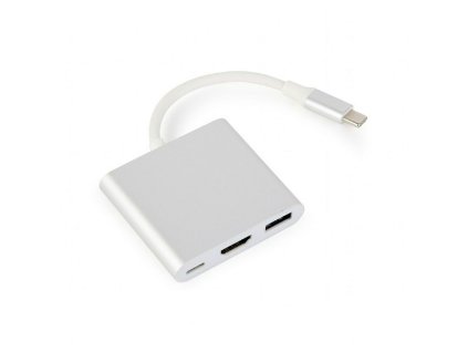 3308338 usb c hub 3 porty usb c hdmi gembird a cm hdmif 02 sv striebrista