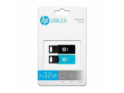 USB flash disk HP 212 USB 2.0 Modrý/Čierny (2 ks) (Kapacita 32 GB)