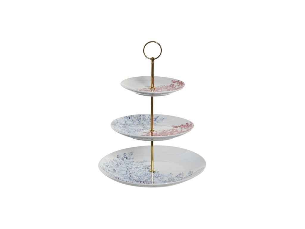 2922972 2 misa na ovocie 3 poschodova dkd home decor morske koraly porcelan kov modra fuchsiova biela 27 x 27 x 34 cm