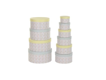2646294 3 kartonove ulozne boxy s vekom dkd home decor okruhly kvety zlta zelena sada 10 ks stohovatelne