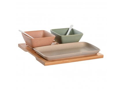 2790211 3 servirovacia sada misiek s podnosom dkd home decor skandinavsky porcelan bambus viacfarebna 24 x 23 5 cm