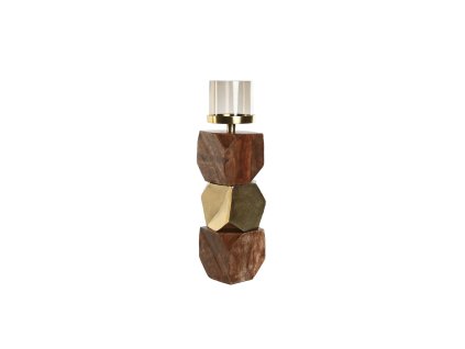 2859022 svietnik dkd home decor moderny sklo aluminium mangove drevo zlata gastanova 10 x 10 x 40 5 cm