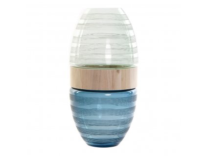 2187206 vaza dkd home decor modra matova drevo sklo moderny 21 x 21 x 43 cm