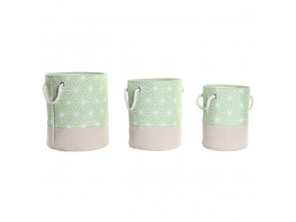 2883071 3 sada 3 uloznych kosikov dkd home decor geometricky polyester eva zelena bezova 30 x 30 x 35 cm