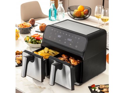 2994967 1 dvojita teplovzdusna friteza innovagoods fryinn double 8000 cierna nerezova ocel 3400 w 8 l