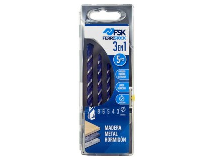 3065159 sada vrtakov ferrestock 3 4 5 6 8 mm univerzalny drevo kov beton 5 ks