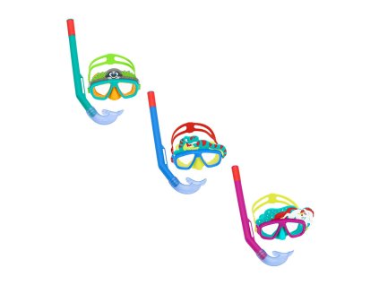 3066572 detska potapacska sada na snorchlovanie detske potapacske okuliare a snorchel bestway anatomicky tvar polykarbonat viacfarebna 1 sada nahodna farba 3 rokov