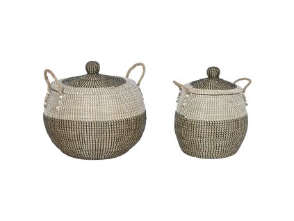3110158 sada kosikov home esprit biela cierna prirodna morska trava 45 x 45 x 48 cm 2 kusy