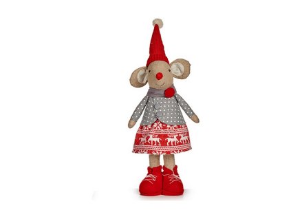 3122356 vianocna dekoracia mys vianoce 48 cm biela cervena siva krem