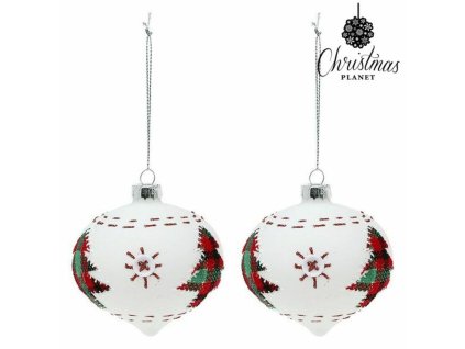 3245668 vianocne gule 8 cm sklo biela 2 ks