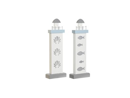 3271492 dekoracie dkd home decor majak s led osvetlenim stredozemny drevo mdf modra biela 14 x 5 5 x 40 cm 2 ks