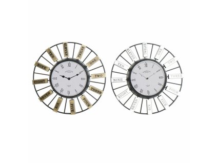 3270811 nastenne hodiny dkd home decor sklo striebristy zlata zelezo 40 x 6 4 x 40 cm 2 ks