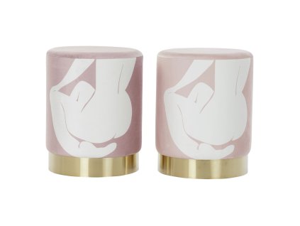 3270901 podlozka pod nohy dkd home decor zlata polyester biela svetlo ruzova 30 x 30 x 38 cm 2 kusov