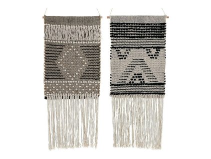 3270829 zavesna dekoracia dkd home decor bezova bavlna tmavo siva strapce 45 x 1 x 107 cm 45 x 1 x 61 cm 2 ks