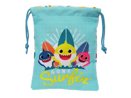 3272770 taska na desiatu baby shark surfing vrece modra biela 20 x 25 x 1 cm