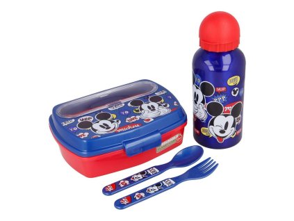 3274246 detska obedova sada mickey mouse happy smiles cervena modra 21 x 18 x 7 cm 4 kusy