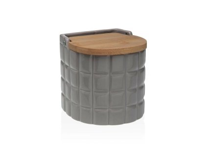 3286561 solnicka s vrchnakom versa karovany keramicky dolomit bambus siva 11 x 11 x 11 cm