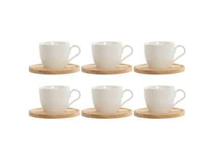 3288271 sada 6 salok na kavu s tanierikmi home esprit biela prirodna porcelan bambus 220 ml