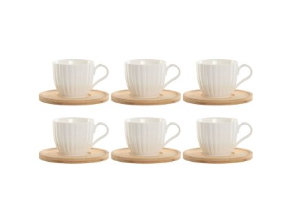 3288262 sada 6 salok na kavu s tanierikmi home esprit porcelan bambus biela prirodna 220 ml
