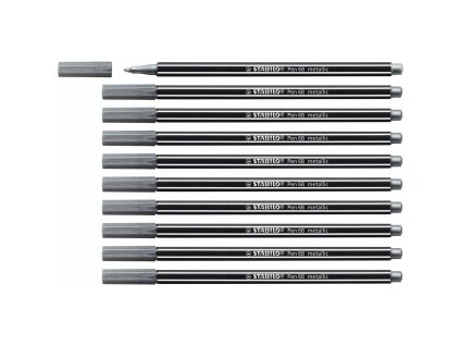 3293485 fixky stabilo pen 68 metalicka strieborna 10 kusov