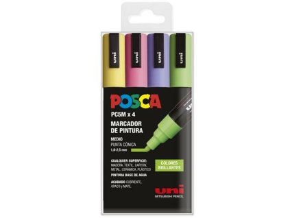 3293542 sada fixiek na rozne povrchy na drevo textil karton kov keramiku plast 4 ks posca pc 5m bright