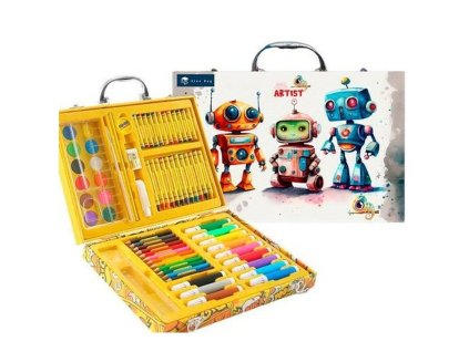 3293971 sada na kreslenie a malovanie v kufriku roymart robots viacfarebna 68 ks