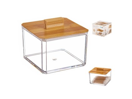 3304225 kozmeticky organizer na vatove tycinky ballete bambus transparentna prirodna 9 5 x 9 5 x 8 cm
