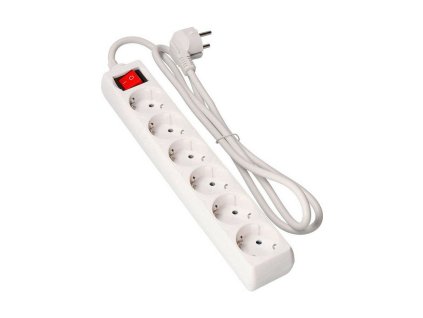 3300874 predlzovacka s vypinacom 6 zasuviek edm schuko biela 5 m