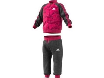 Tepláková súprava pre bábätká Adidas I Bball Jog FT Ružová Čierna Viacfarebná (Veľkosť 12–18 mesiacov)