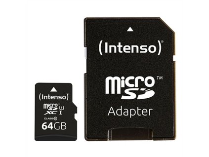 Pamäťová karta Micro SD s adaptérom INTENSO 34234 UHS-I XC Premium Čierna (Kapacita 64 GB)