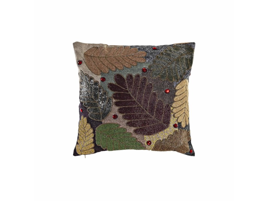 Dekoračná obliečka na vankúš DKD Home Decor Listy Viacfarebná (50 x 1 x 50 cm)