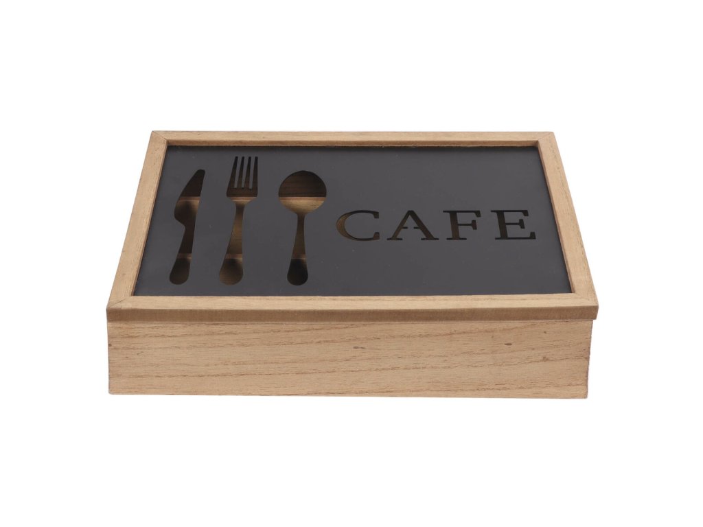 Organizér na príbor DKD Home Decor Gaštanová Čierna Kov Drevo MDF Vintage 25 x 18 x 6 cm