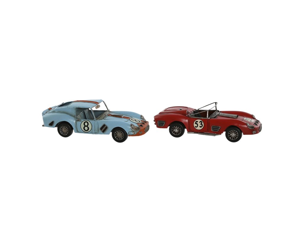 Dekoratívny model Home ESPRIT Vintage Automobil Kov Modrá Červená 31 x 12 x 9 cm (2 kusov)