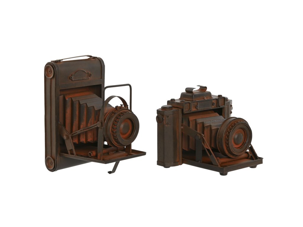 Dekorácia Home ESPRIT Vintage Fotoaparát Kov Bronzová (18 x 13,5 x 14 cm) (2 kusov)