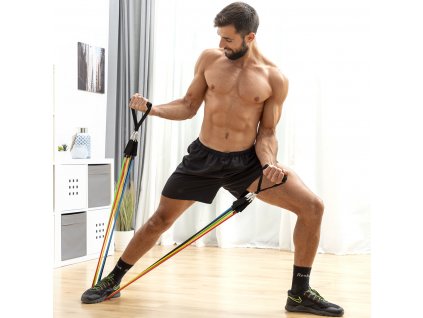 Sada s odolnými elastickými pásmi s príslušenstvom a príručka s cvikmi Rebainer InnovaGoods (5 kusy)